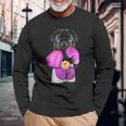 パグ犬ボクシング面白いフィットネスジムワークアウト 長袖Tシャツ 高齢者への贈り物