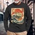 ヒョウ ヤモリ トカゲ 怪獣 怪獣 日本のビンテージポスター 長袖Tシャツ 高齢者への贈り物