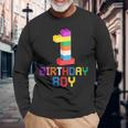 ビルディング・ブリックス 1歳のバースデー・ボーイ 1 1年目マスター・ビルダー 長袖Tシャツ 高齢者への贈り物