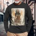 ピンナップガール 男性用 エンジェルピンナップ ブルネット エンジェルガール 長袖Tシャツ 高齢者への贈り物