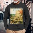 ピーテル・ブリューゲル 長老 バベルの大塔 長袖Tシャツ 高齢者への贈り物