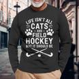 フィールドホッケー 猫 面白い フィールドホッケー 長袖Tシャツ 高齢者への贈り物