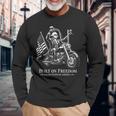 フリーダムモーターサイクルアートに基づいたジョージ・ワシントン大統領 長袖Tシャツ 高齢者への贈り物