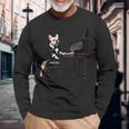 フレンチブルドッグ シャツ 音楽愛好家 ピアノ奏者 ピアニスト 犬 長袖Tシャツ 高齢者への贈り物