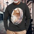 フローラル アビシニアンキャット 日本桜猫 犬種 長袖Tシャツ 高齢者への贈り物