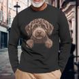 ブラウン ラブラドゥードル かわいい 覗き見 落書き 子犬 犬 長袖tシャツ 長袖Tシャツ 高齢者への贈り物