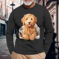 ブランキー付きのかわいいゴールデンドゥードル犬 長袖Tシャツ 高齢者への贈り物