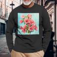 ブーゲンビリア ブーケ フローラル パステルカラー グラフィック 長袖Tシャツ 高齢者への贈り物
