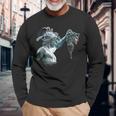 ペルセウスとメデューサ像 長袖Tシャツ 高齢者への贈り物