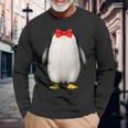 ペンギン コスチューム かわいい 蝶ネクタイ おもしろい 動物 ハロウィン 男性 子供 長袖Tシャツ 高齢者への贈り物