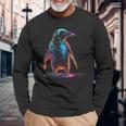 ペンギン ファンタジー アートワーク ロボットアニマルモチーフ ペンギン 長袖Tシャツ 高齢者への贈り物
