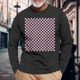 ペールピンク、市松模様、市松 長袖Tシャツ 高齢者への贈り物