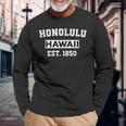 ホノルル ハワイ大学 大学 スタイル スポーツ ネイビー バケーション 長袖Tシャツ 高齢者への贈り物