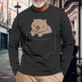 ポケットの赤ちゃんウォンバット かわいいオーストラリアのウォンバット 長袖Tシャツ 高齢者への贈り物