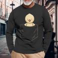 ポケットアニマルかわいいひよこチキンのポケット 長袖Tシャツ 高齢者への贈り物