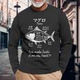 マグロ寿司切り図デザイン 日本料理グラフィック 長袖Tシャツ 高齢者への贈り物