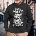 マコ サメの歯 おもしろい 海 長袖Tシャツ 高齢者への贈り物