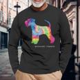 ミニチュアシュナウザー かわいい子犬 ペット 犬の飼い主 ヒッピー タイダイ 長袖Tシャツ 高齢者への贈り物
