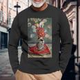 モネのマダム-着物を着たモネ 長袖Tシャツ 高齢者への贈り物