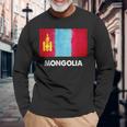 モンゴル国旗tシャツ 長袖Tシャツ 高齢者への贈り物