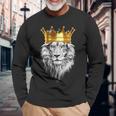 ライオンファンのための王冠を持つライオン 長袖Tシャツ 高齢者への贈り物