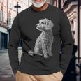 ラブラドゥードル モチーフ ペット イラスト 犬 ラブラドゥードル 長袖Tシャツ 高齢者への贈り物