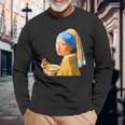 ラーメン 面白いtシャツ おもしろ ネタ フェルメール メンズ 面白い 服 おもしろグッズ グルメ 食べ物 長袖Tシャツ 高齢者への贈り物
