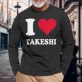 レッドハート I Love Takeshi 長袖Tシャツ 高齢者への贈り物