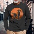レトロ デザイン カーリー コーテッド レトリバー犬 長袖Tシャツ 高齢者への贈り物