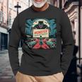 レトロ モンスター ドライブイン ホラー 映画 アート ヴィンテージ 長袖Tシャツ 高齢者への贈り物