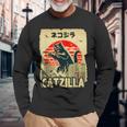 レトロキャットジラtシャツ 陽気な子猫と猫のビンテージポスター 長袖Tシャツ 高齢者への贈り物