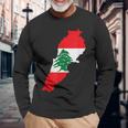 レバノン国旗 地図 ベイルート 杉の木 レバノン ヘリテージデザイン 長袖Tシャツ 高齢者への贈り物