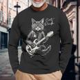 ロック・キャット I ギターを弾く猫 長袖Tシャツ 高齢者への贈り物