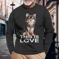 ロングヘア チワワ犬 This Is Love Brown チワワ 恋人 長袖tシャツ 長袖Tシャツ 高齢者への贈り物