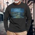 ヴィンセント・ファン・ゴッホによるローヌの星月夜 長袖tシャツ 長袖Tシャツ 高齢者への贈り物