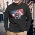 ヴィンテージ カバ アメリカ国旗 サングラス 長袖Tシャツ 高齢者への贈り物