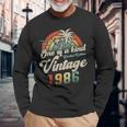 ヴィンテージ1986バースデー40年パームツリー 長袖Tシャツ 高齢者への贈り物