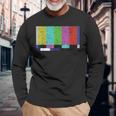 ヴィンテージテレビテストパターンカラーバー グラフィックデザインプレゼント 長袖Tシャツ 高齢者への贈り物