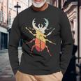 ヴィンテージレトロ カブトムシと昆虫昆虫学者ギフト カブトムシ 長袖Tシャツ 高齢者への贈り物