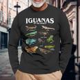世界のイグアナ教育爬虫類アート 長袖Tシャツ 高齢者への贈り物