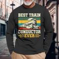 史上最高の電車の車掌 Conductor Railroad 長袖Tシャツ 高齢者への贈り物