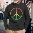 平和のシンボル サイン ジャマイカ レゲエ ラスタ国旗 カラー シンプル 長袖Tシャツ 高齢者への贈り物