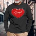 手描きのハートキャロル ファーストネーム ハート I Love Carol 長袖Tシャツ 高齢者への贈り物