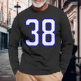 数字 38 Thirty Eight スポーツジャージ ホワイト ブルー 誕生日年齢 長袖Tシャツ 高齢者への贈り物