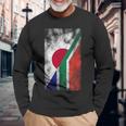 日本と南アフリカの国旗 日本の南アフリカ共和国 長袖Tシャツ 高齢者への贈り物
