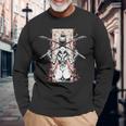 日本のサムライガールとヴィンテージさくら桜ギフト 長袖Tシャツ 高齢者への贈り物