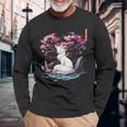 日本キツネ 妖怪 白狐 幽霊 浮世 E さくら 長袖Tシャツ 高齢者への贈り物