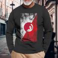 日本チュニジア国旗 日本のチュニジア。 長袖Tシャツ 高齢者への贈り物