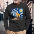 星月夜の犬 ゴッホ 柴犬 長袖Tシャツ 高齢者への贈り物
