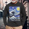 星月夜リメイクとミックスされた神奈川の大波 長袖tシャツ 長袖Tシャツ 高齢者への贈り物